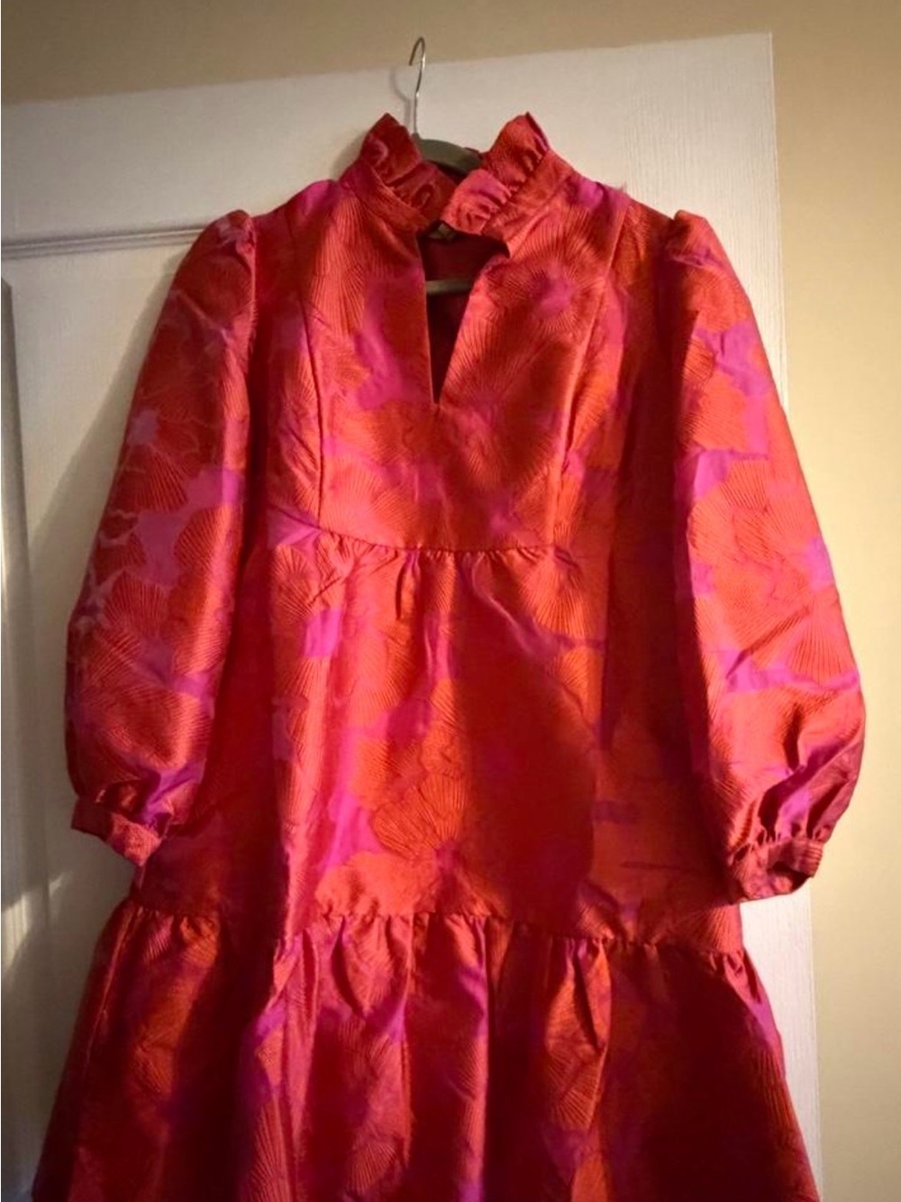 Tuckernuck Pink and Orange Textured Ruffled Top